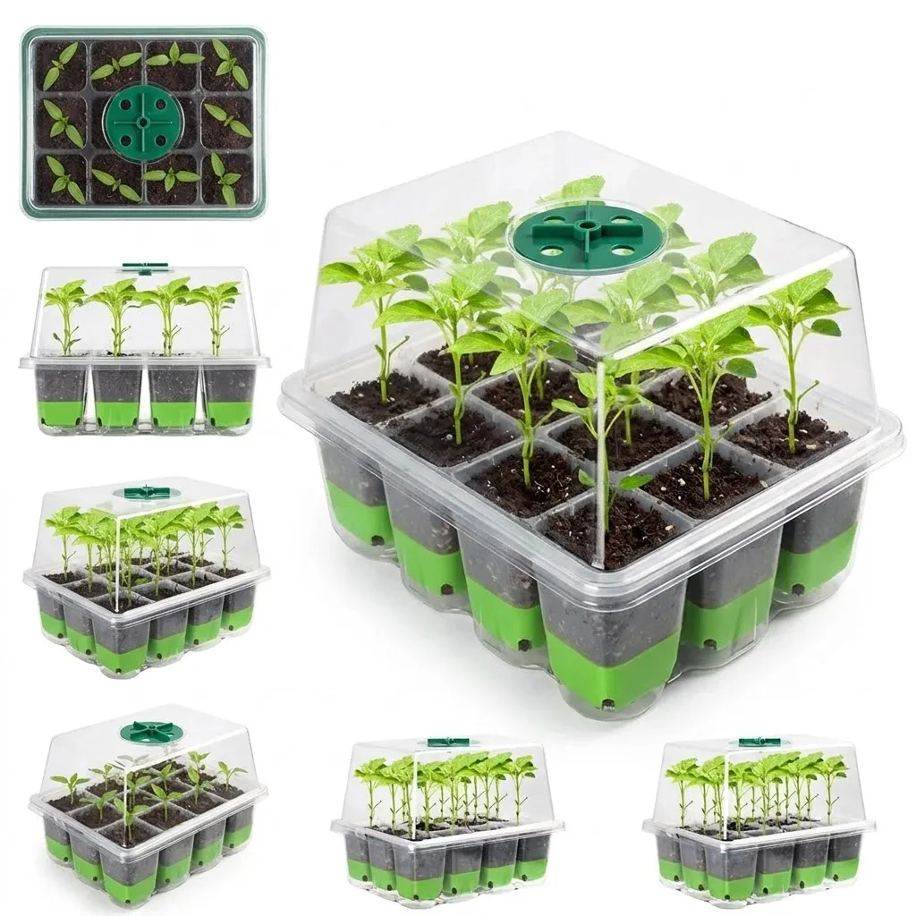Seed Starter Tray - 12-cel zaaitray met transparant deksel en
