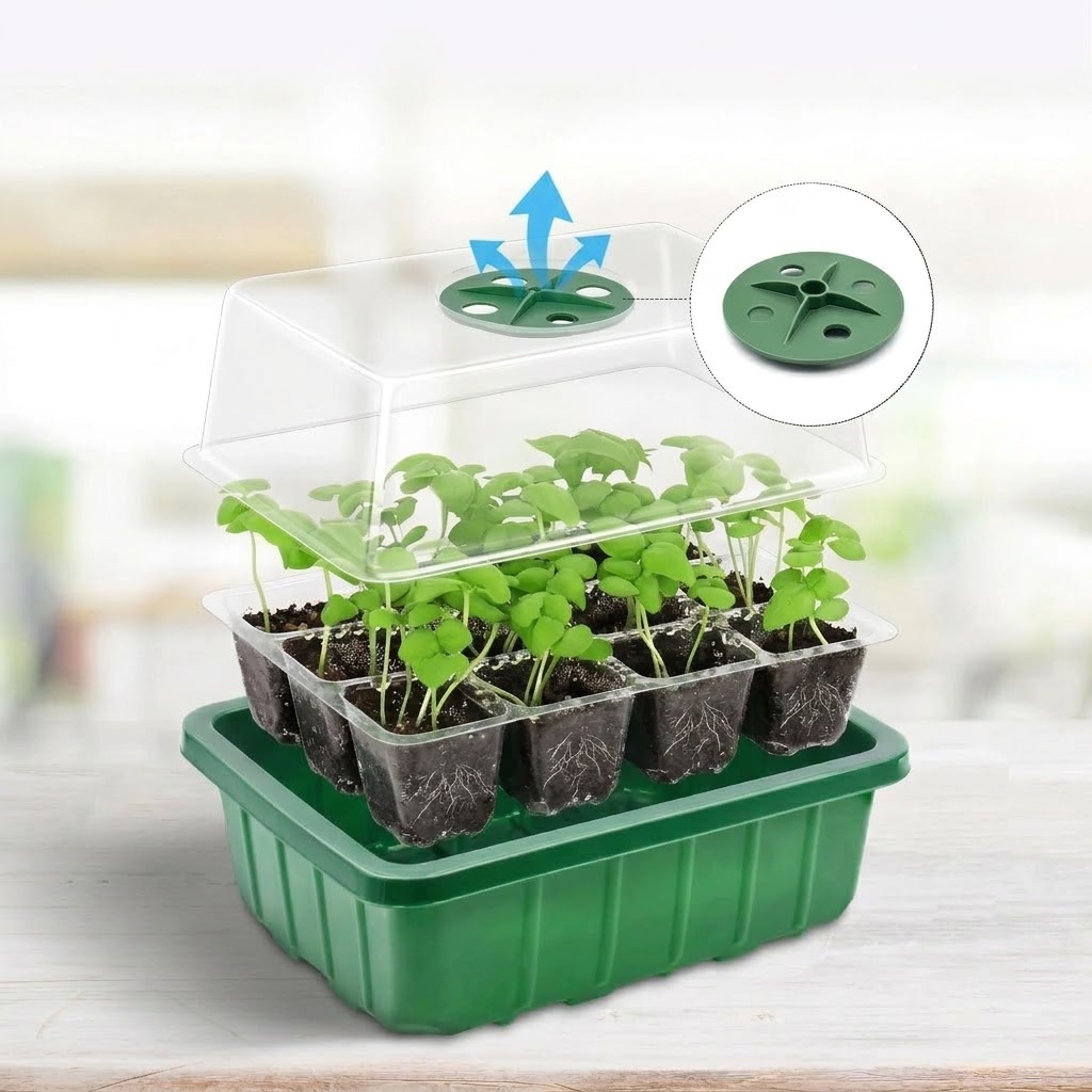 Seed Starter Tray - Verstelbare vochtigheidskoepels, doorzichtige celbak, zaadstartbak met
