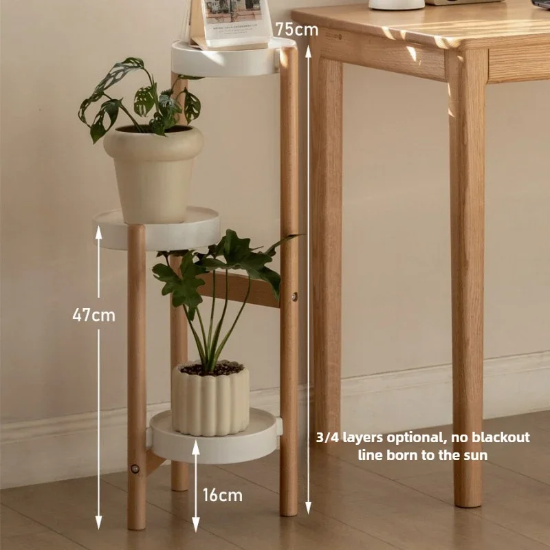 Indoor Herb Garden - Massief houten gelaagde plantenstandaard Driehoekversterkte bloemenplank