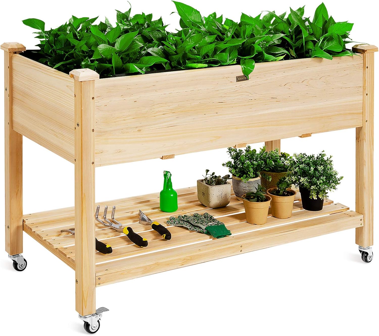 Raised Garden Bed - Houten verhoogd tuinbed op wielen voor