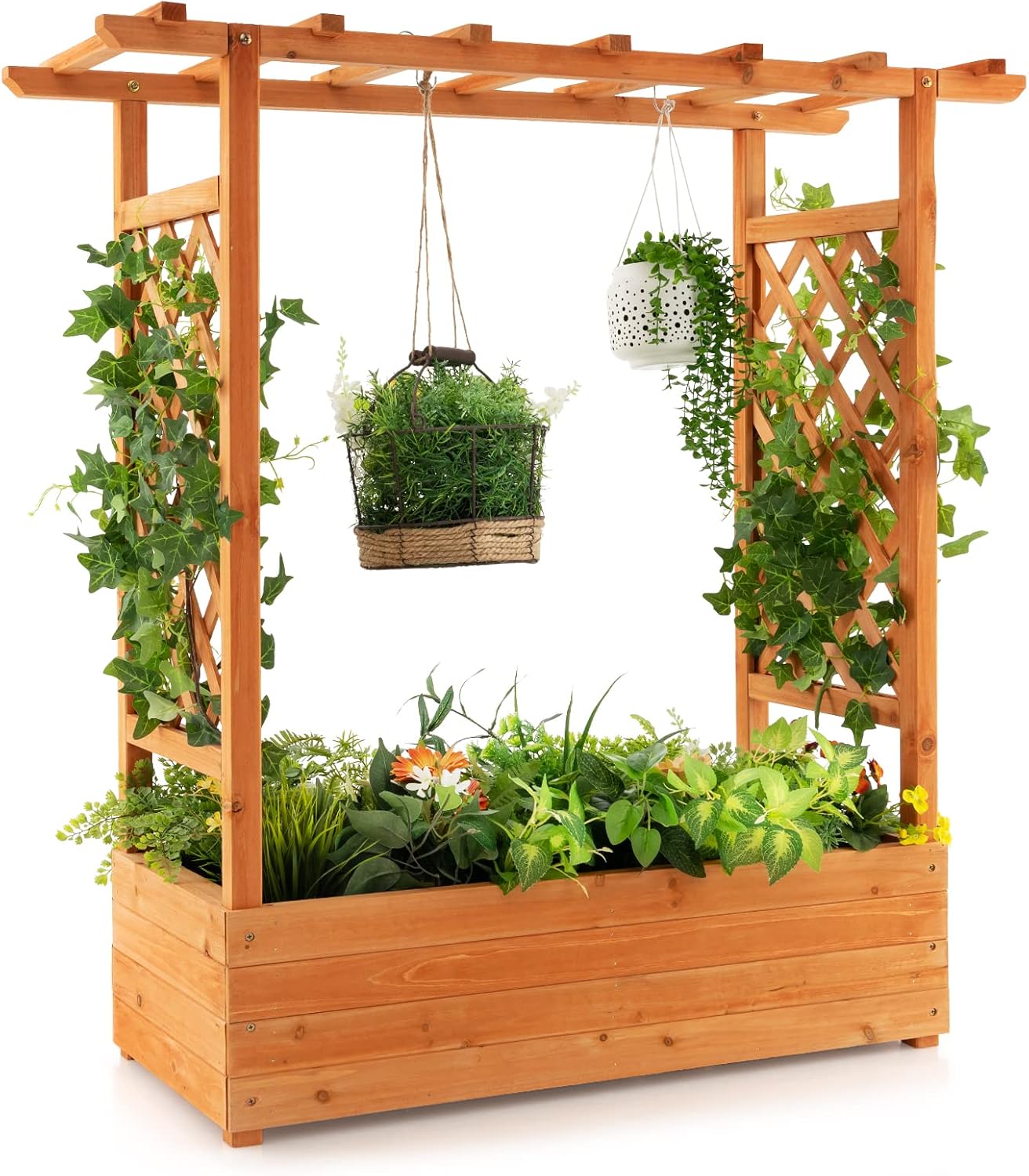 Raised Garden Bed - Houten verhoogde plantenbak met boogvormig pergola-constructie