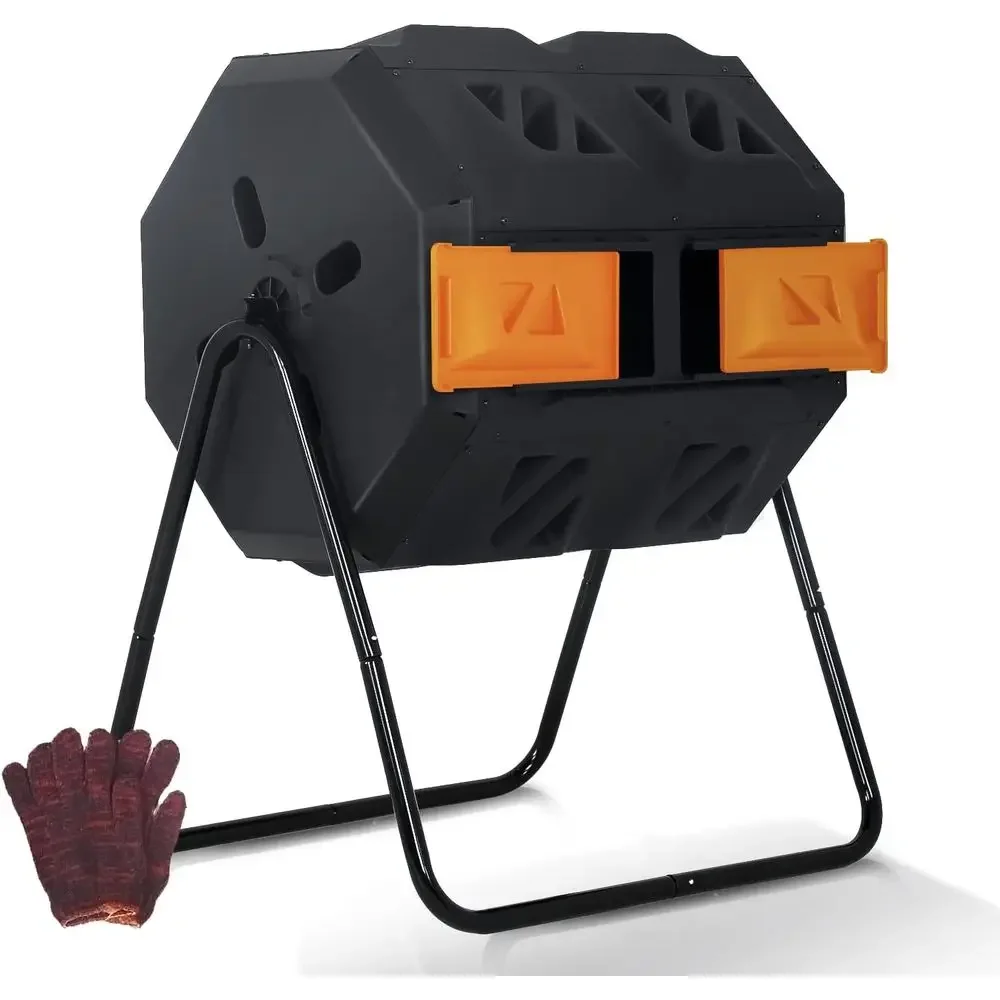 Compost Bin - Dubbele kamer, 43 gallon, draaiende buitencompostbak