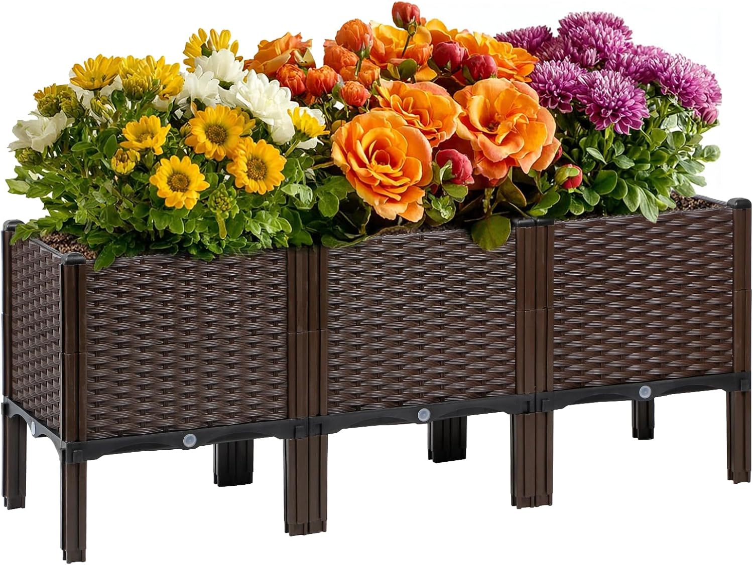 Self Watering Planter - Buitenplantbak van rotan, natuurlijke kleur, zelfwatergevend