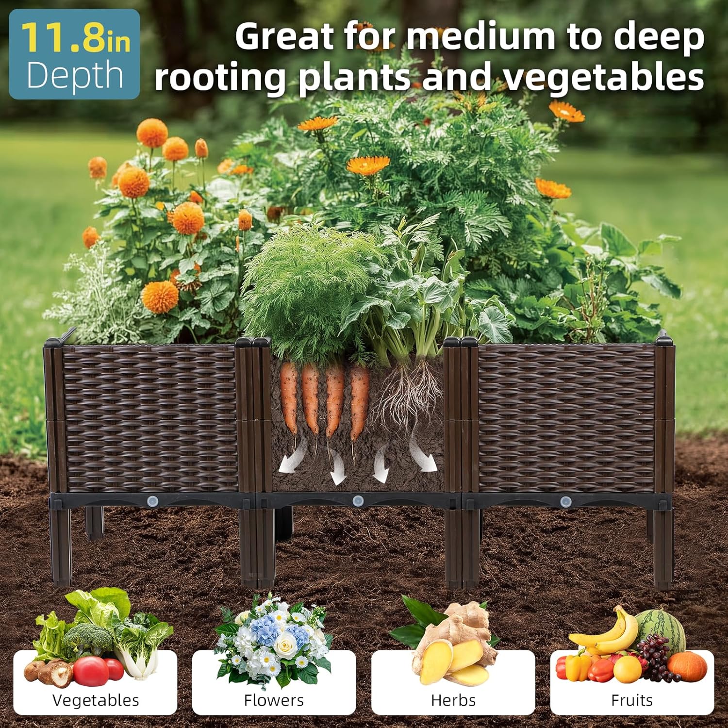 Buitenplantbak van rotan, natu - Self Watering Planter recensie en prijs