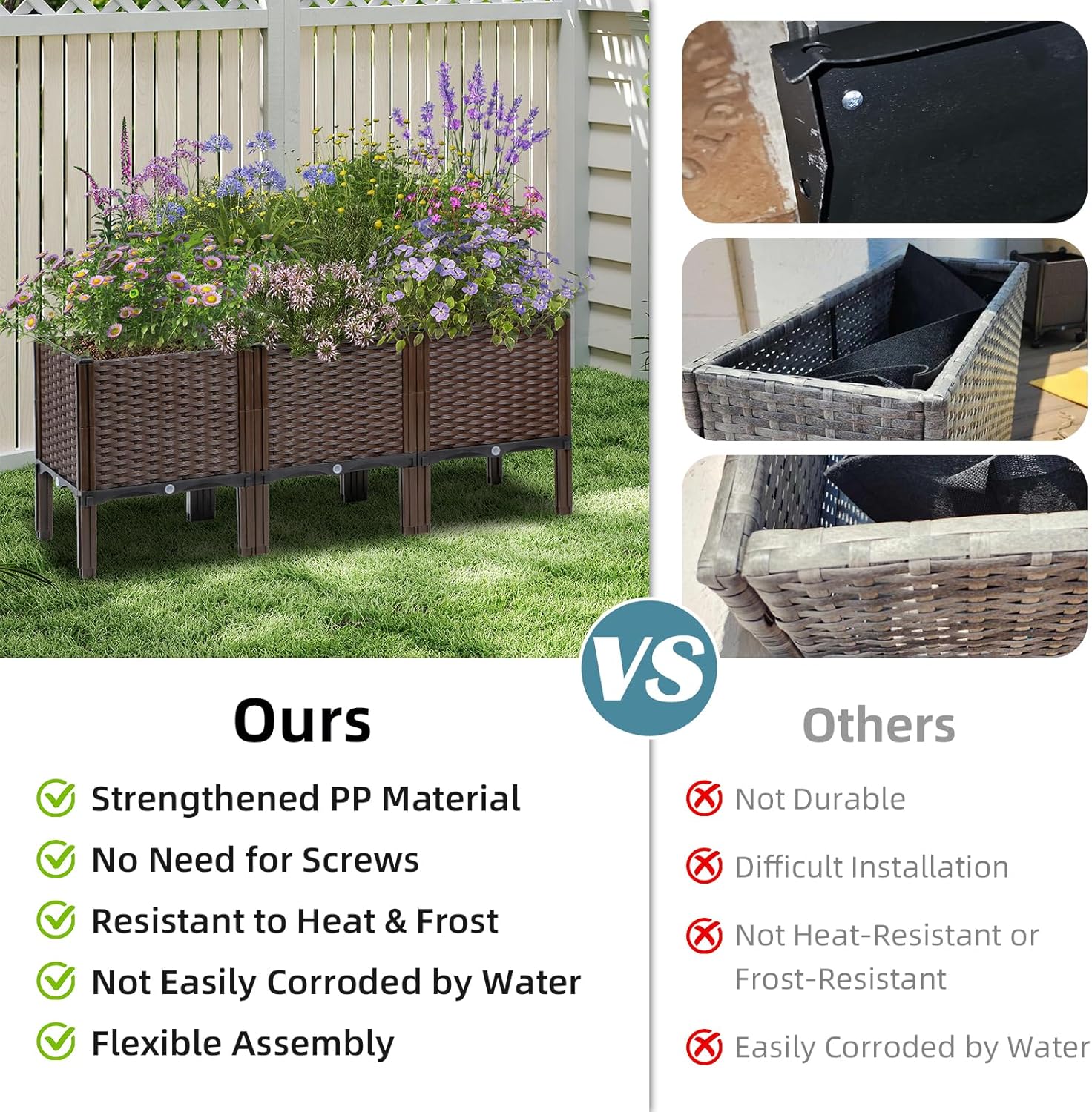 Buitenplantbak van rotan, natu - Self Watering Planter recensie en prijs