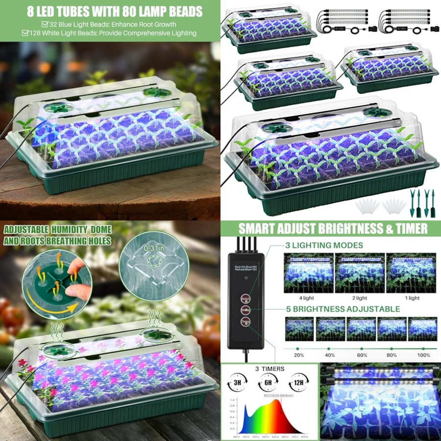 Zaai-set met groeilamp, 80-cel - Seed Starter Tray recensie en prijs